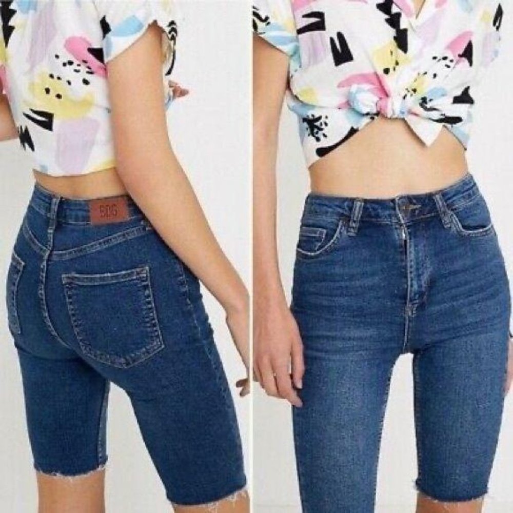 BDG Pine High Waist Skinny Biker Denim Shorts NWT